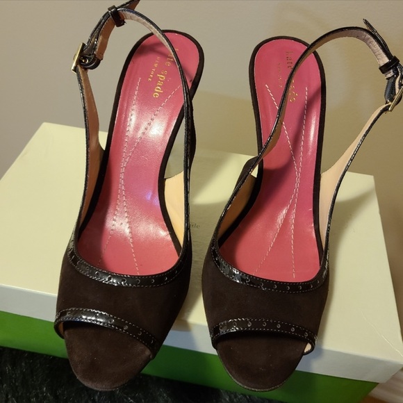 BNIB ♠️kate spade Slingback Peeptoe Heels size 8.5 - Picture 5 of 8